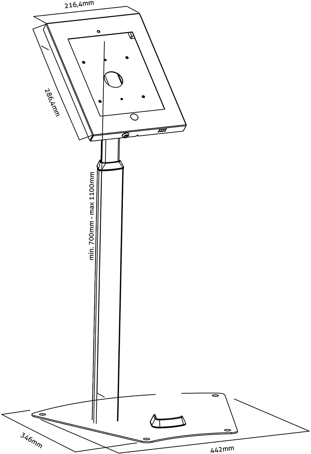 PureMounts PDS 5620 Tablet Stand for Apple iPad 2 to 4 and iPad Air – Black/Silver - Image 3