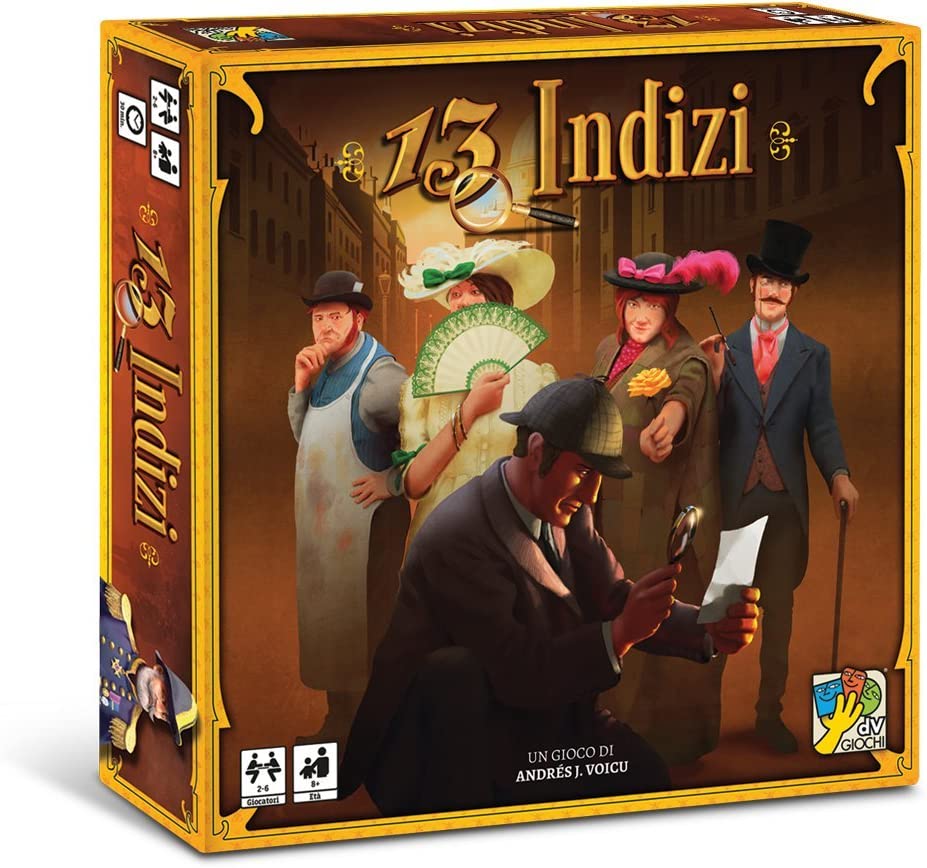 dV Giochi -13 Clues-Board Game of Deduction and Investigation-Italian Edition, Multicolor, DVG9330