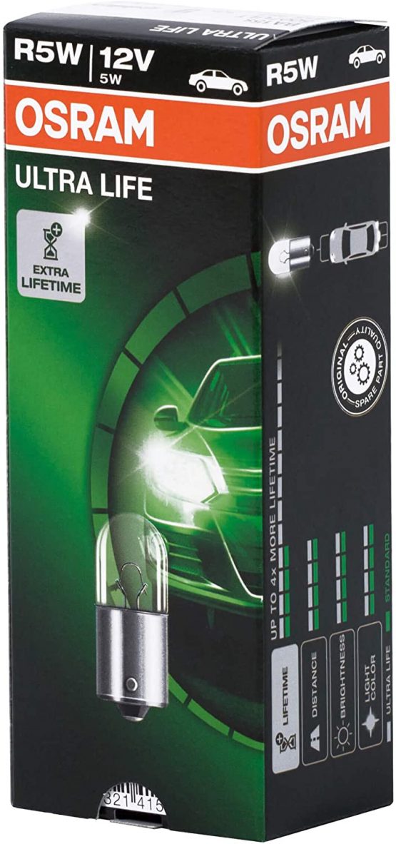 Osram 5007ULT Ultralife Lamps, 12 V, 5 W, Set of 10 - Image 2