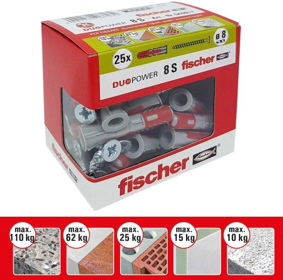Fischer 544017 with Dowel Screw for Murature Piene, Pierced and plasterboard, Grey, 8 x 40 mm, Set of 25 Pieces - Image 3