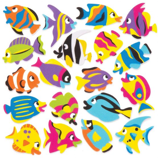 Baker Ross AW380 Tropical Fish Foam Stickers (Pack of 120)