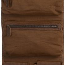 KomalC Premium Buffalo Leather Hanging Toiletry Bag Travel Dopp Kit, Distressed Tan