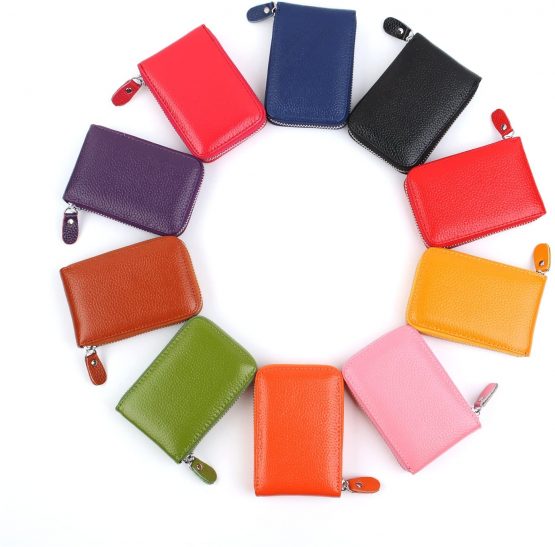 Credit Card Holders Women Ladies Leather Credit Card Wallets for Women Credit Card Holder Women RFID Protector (Pink) - Image 3