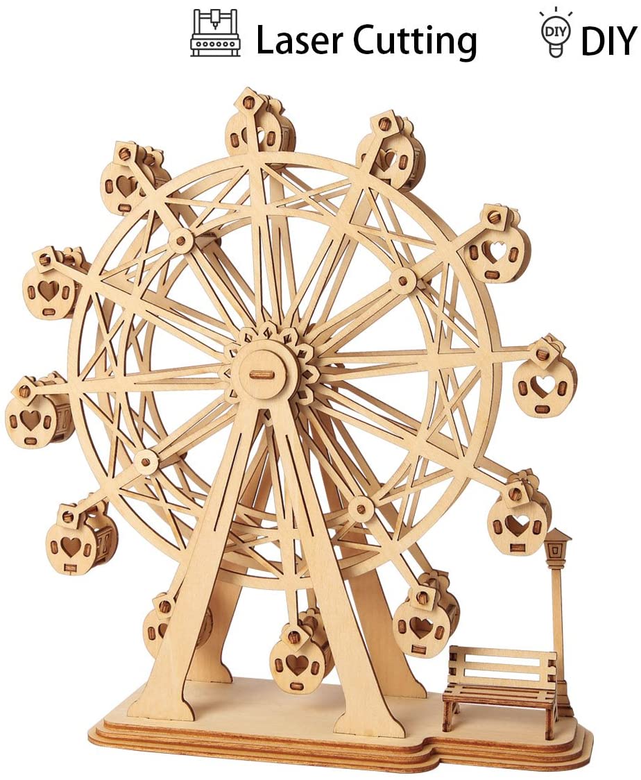 Rolife Woodcraft Construction Kit Modular Mechanical Model 3D Wooden Puzzle for Self-Assembly Toy Gift For Adult(Ferris Wheel)