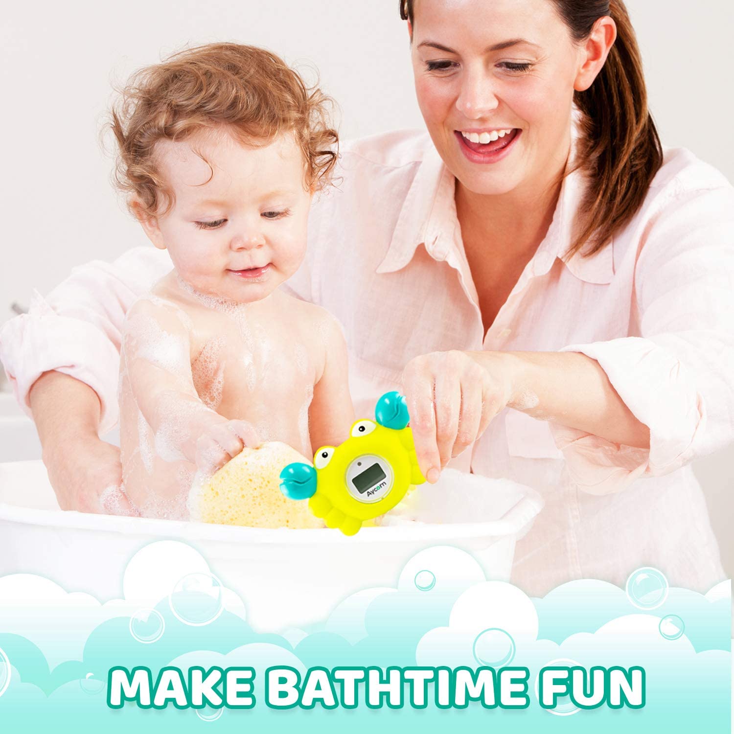 Aycorn Digital Baby Bath and Room Thermometer. Fast and Accurate Water Readings with LED Warning Alarm Ensures Your Child's Safety. Cute Floating Bathtub Toy Makes Perfect Bathtime Fun for Infants - Image 2