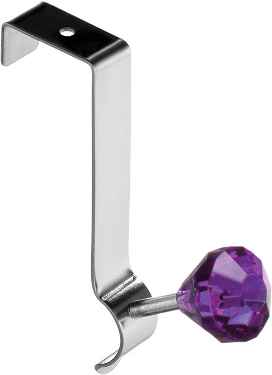 Premier Housewares 509777 Diamante Over Door Hook - Purple H12 x W3 x D10cm