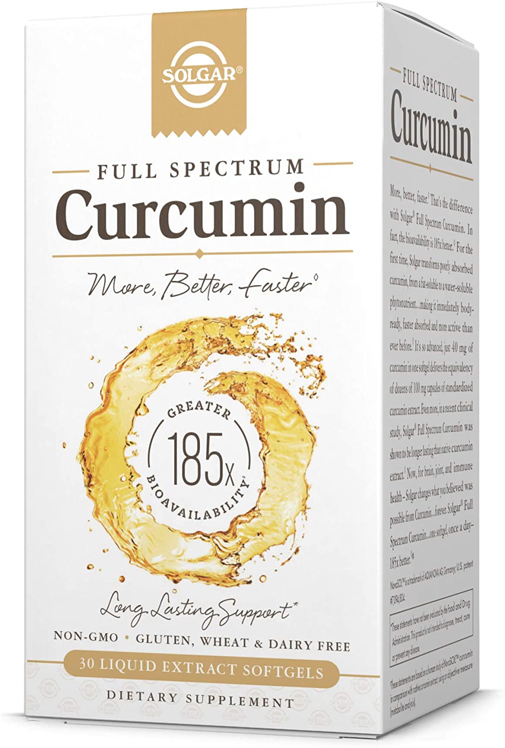 Solgar Full Spectrum Curcumin Softgels, Pack of 30, Liquid Extract of Turmeric, Supports Brain, Joint, & Immune System Health
