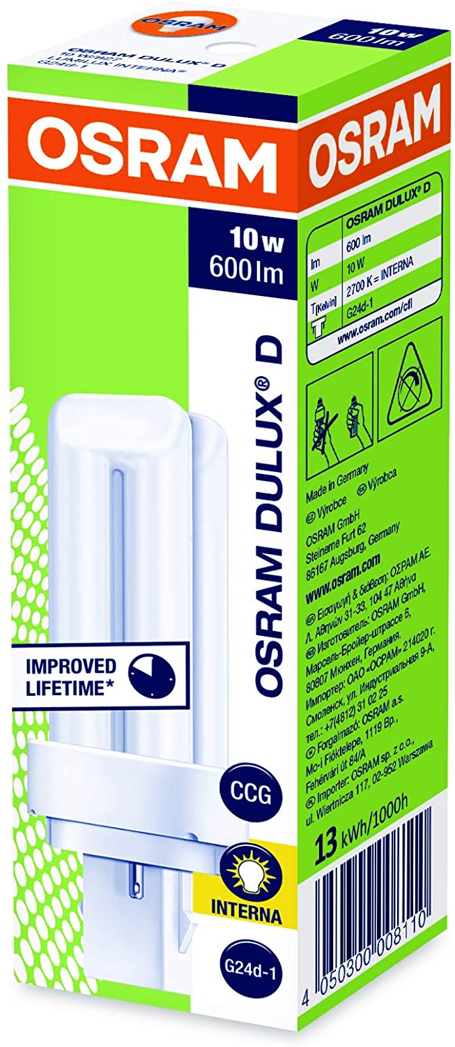 Osram G24d 10 Watt Compact Fluorescent Light Dulux Lamp, White - Image 3