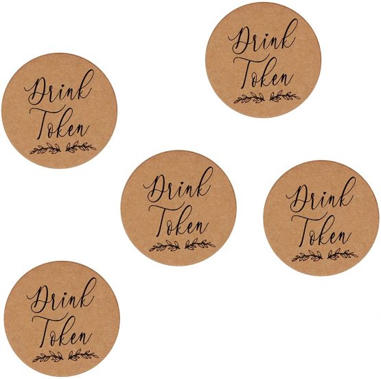 Neviti 775752 Hearts & Krafts Tokens-25 Pack Drinks Tokens, Brown Kraft, 5 x 5 cm