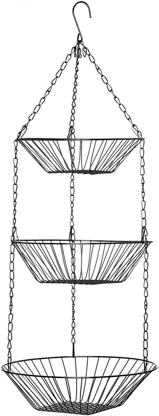 Premier Housewares 509653 3-Tier Chrome Hanging Baskets, 28 x 71 cm