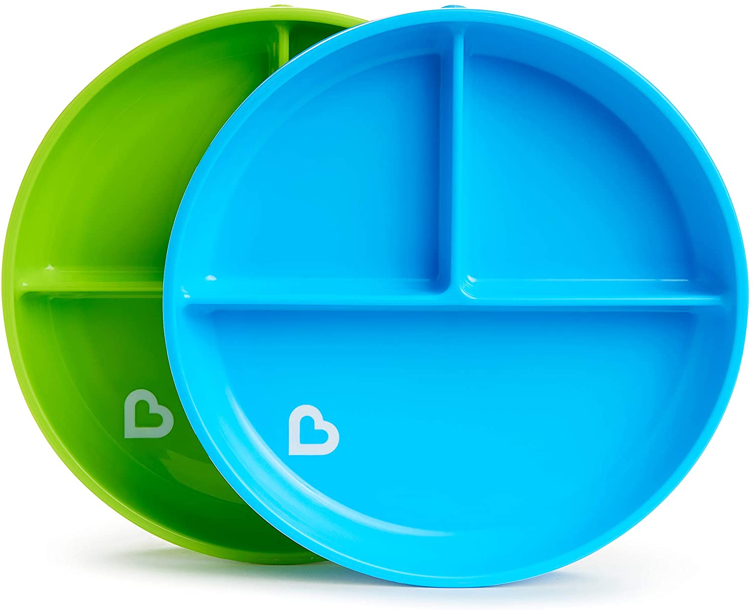 Munchkin Stay Put Divided Plates, 2 Pack Baby & Toddler Plate Set including Compartments