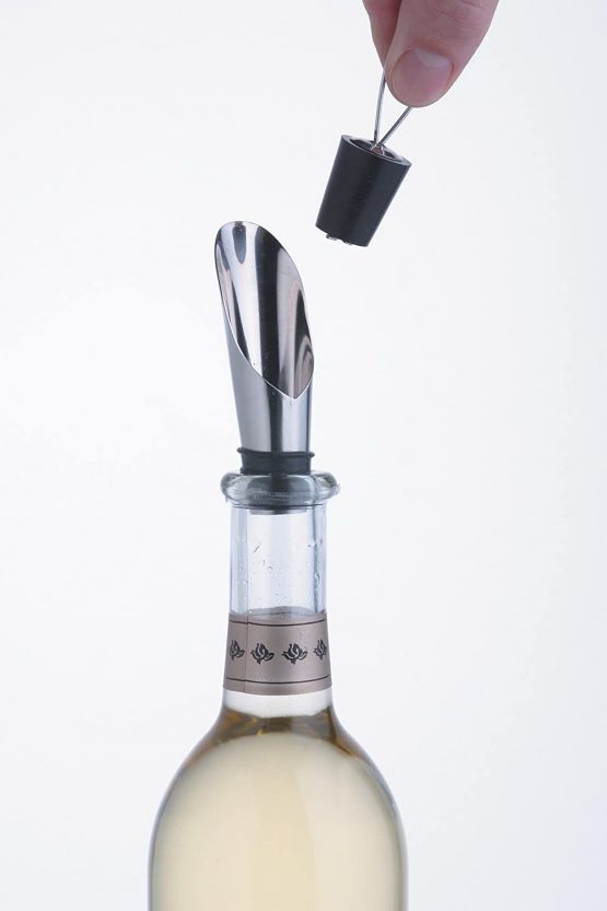 BarCraft 2-in-1 Wine Bottle Stopper Pourer, Stainless Steel, Silver, 8 x 2 cm - Image 3