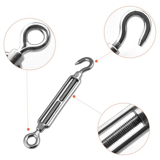 HSEAMALL 10 PCS M6 Turnbuckle Hook and Eye,304 Stainless Steel Turnbuckles Strainer Wire Tensioner Rope Cable Tension - Image 4