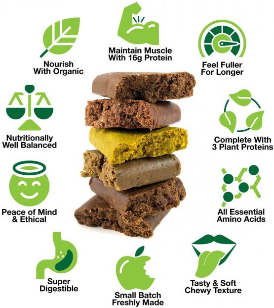 BodyMe Organic Vegan Protein Bar | Raw Cacao Orange | 12 x 60g Vegan Protein Snack Bars | Gluten Free | 16g Complete Protein | 3 Plant Proteins All Essential Amino Acids | High Protein Vegan Snacks - Image 4