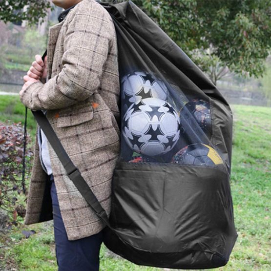 NATUCE Extra Large Waterproof Mesh Ball Bag Heavy Duty Football Shoulder Bag Drastring Bag for Basketball Volleyball Soccer Rugby Net Ball Carrying Storage Sack Holds 15 Balls - Image 4