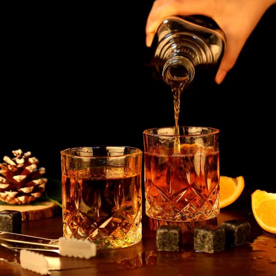 Whisky Stones and Glasses Gift Set, Whisky Rocks Chilling Stones in Handmade Wooden Box– Cool Drinks Without Dilution – Whisky Glasses Set of 2, Gift for Dad, Husband, Men (Whiskey Stones Gift Set) - Image 4