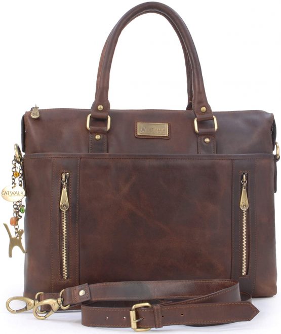 Catwalk Collection Handbags - Ladies Leather Briefcase Cross Body Bag - Women's Organiser Work Bag - Tablet/Laptop Bag - ADELE