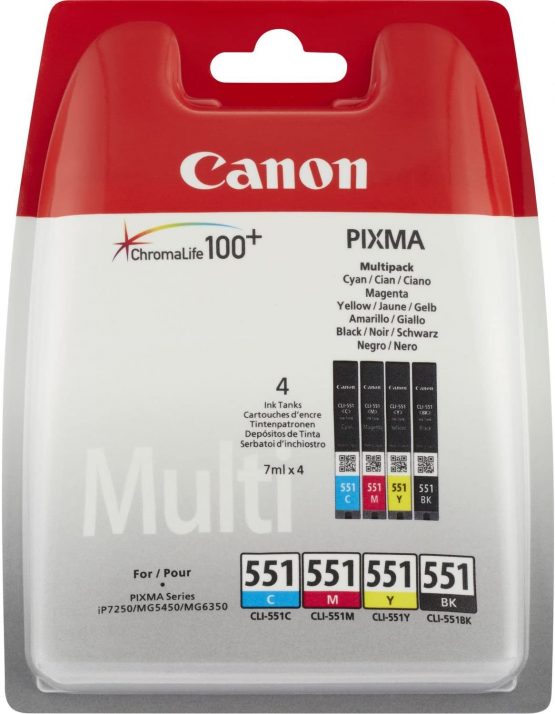 Canon Original CLI-551 Ink Cartridge - Cyan, Magenta, Yellow and Black Multi