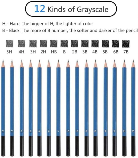Sketch Drawing Pencil Set, UlifeME 50pcs Sketching Pencils Art Supplies Kit, Charcoal Pencils, Graphite Pencils, Eraser, Drawing Tools for Artist, Beginners, Children & Adults, Packed with Canvas Bag - Image 3