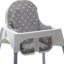 Messy Me High Chair Cushion for IKEA Antilop Highchair. Easy to fit and Fully Wipe Clean. Also fits IKEA BLANES and Bebe Style 2 in 1 Classic high Chairs(Soft Grey Stars)