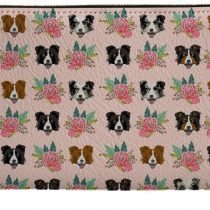 Coloranimal Travel Passports Business Credit Card Organizer PU Leather Long Wallet Bag for Women Border Collie Floral Clutch Pouch Purse
