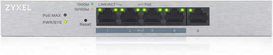 Zyxel 5-Port Gigabit Web Managed PoE+ Switch with 60 Watt Budget, Lifetime Warranty, UK Plug [GS1200-5HPv2]