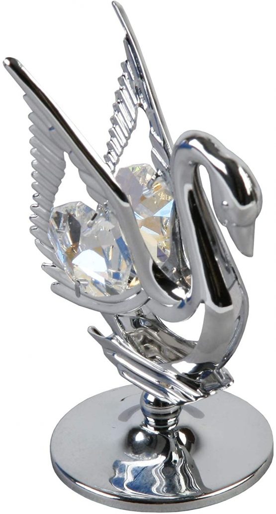 Crystocraft Chrome Plated Swan Ornament With Crystal From Swarovski®