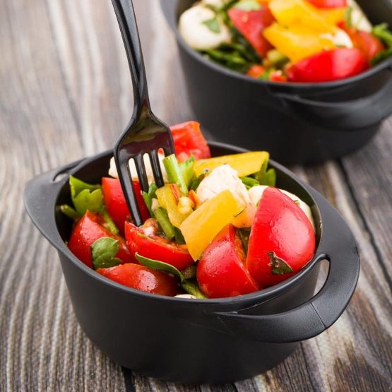 Infinity Pot - Mini Infinity Pot - Small Serving Pot for Appetizers, Desserts and More - 2.5 oz - Premium Plastic - Black - 100ct Box - Restaurantware - Image 3