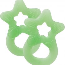 DENTISTAR® Baby Bite Star - Set of 2 Teether Rings - Soft & Flexible Teething Aid Toy - for Babies from 3 Months Onwards - BPA Free - Made in Germany - Light Green