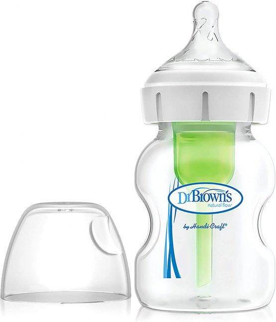 Dr. Brown's Natural Flow Options+ Anti-Colic Baby Bottle, Wide Neck, 150ml 1 pack