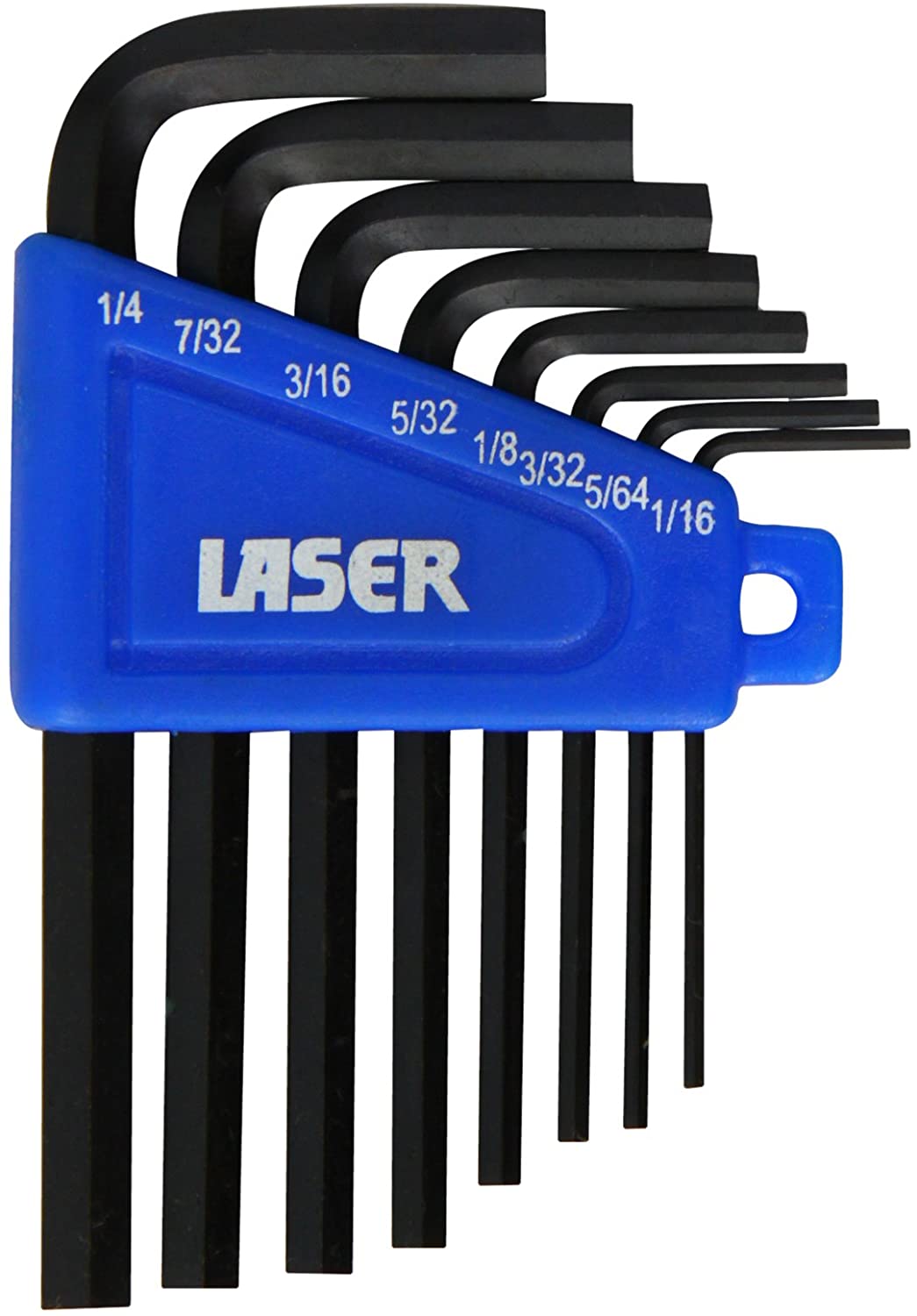 Laser 0267 Imperial Hex Key Set 8pc, Black,chrome, Black, Chrome, Individual packaging