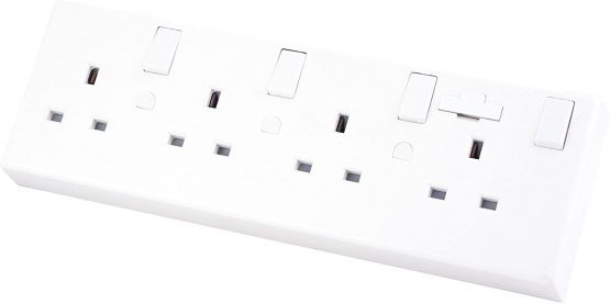 4 Way Switched Fused 13 Amp Converter Socket 1 or 2 Gang Sockets to 4 Gang
