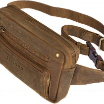 STILORD 'Lou' Leather Belt Pouch Hip Bag Vintage Bum Bag for Men Women Bumbag for Jogging Festival Travel Dog Walking in Genuine Leather, Colour:Middle Brown