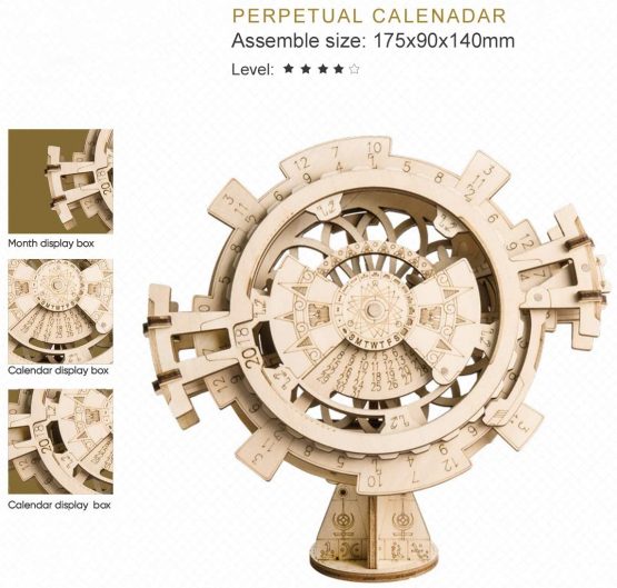 ROBOTIME 3D Puzzles for Adults Perpetual Calendar Wooden Model Kits to Build for Adults Brain Teasers Woodcraft Construction Sets Mechanical Jigsaw Puzzle - Image 3