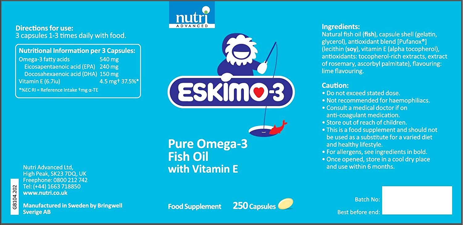 Eskimo-3 Fish Oil by Metagenics - Source of Omega-3 and Essential Fatty Acids EPA & DHA - Brain, Vision & Heart - 250 Mini Capsules - Image 2