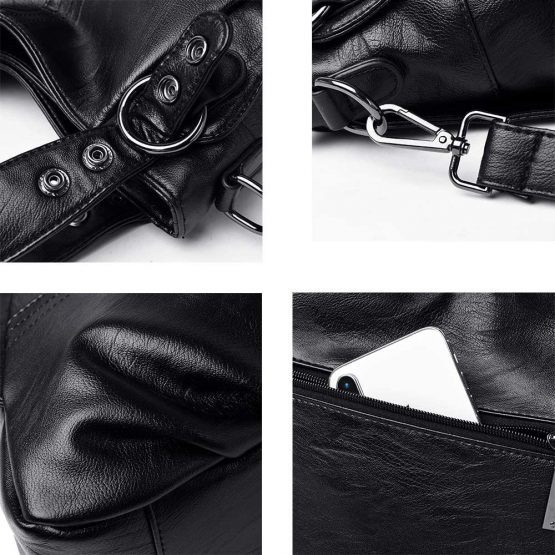 Ladies Leather Handbags Large Capacity Top Handle Messenger Crossbody Shoulder Bags for Womens Girls - Image 4