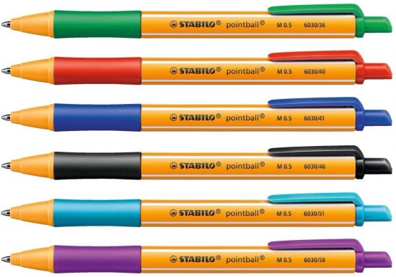 Ballpoint -STABILO pointball Wallet of 6 Assorted Colours - Image 3