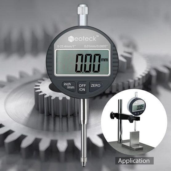 Neoteck DTI Digital Dial Indicator 0.01mm/0.0005'' Digital Probe Indicator Dial Test Gauge Range 0-25.4mm/1'' Dial Test Indicators Electronic Indicator Gauge - Image 2