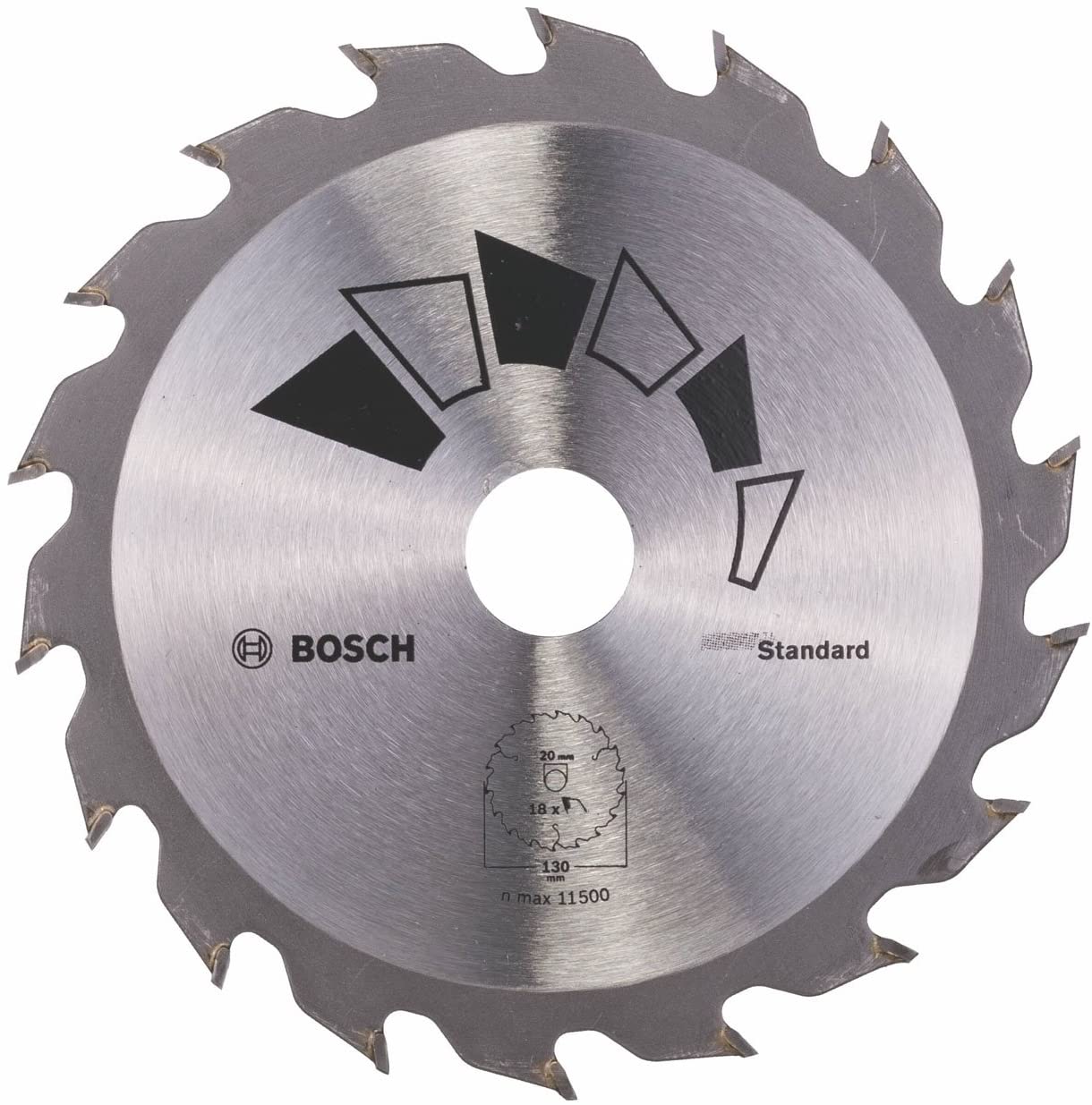 Bosch 1x Circular Saw Blade Standard (for Wood diameter 130 x 2.2/1.5 x 20/16 mm, 18 Teeth, ATB, with 1x Reduction ring 16 mm