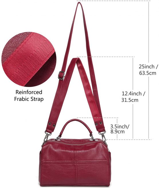 Cross Body Bag for Women,VASCHY Fashion Vegan Leather Handbag with Top Handle Satchel Purse for Ladies Adjustable Small Shoulder Bag (Burgundy) - Image 3