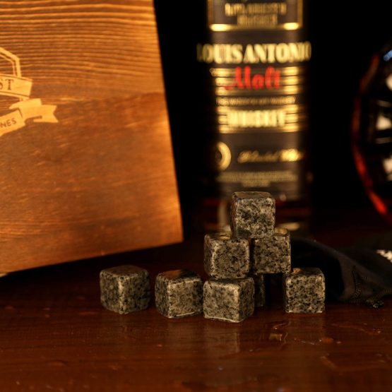 Whisky Stones and Glasses Gift Set, Whisky Rocks Chilling Stones in Handmade Wooden Box– Cool Drinks Without Dilution – Whisky Glasses Set of 2, Gift for Dad, Husband, Men (Whiskey Stones Gift Set) - Image 3