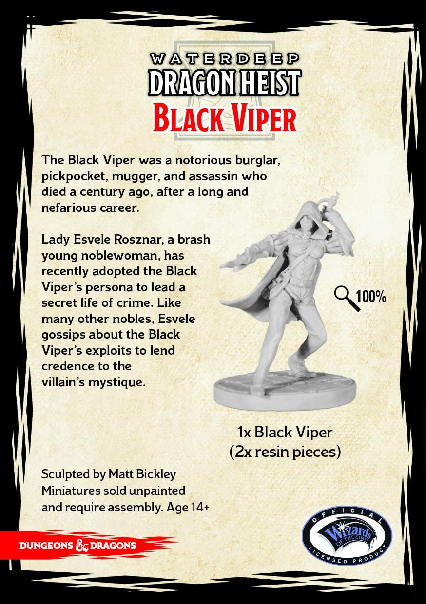 Gale Force Nine 71072 - D&D Waterdeep Dragon Heist - Black Viper (1 figure), 4.25 Inch (Pack of 1) - Image 2