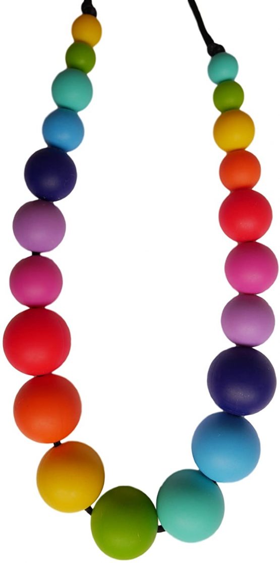 Rainbow Silicone Teething Necklace Breastfeeding Baby Nursing 21 Beads BPA Free, Hand-Made by MilkMama - Image 2