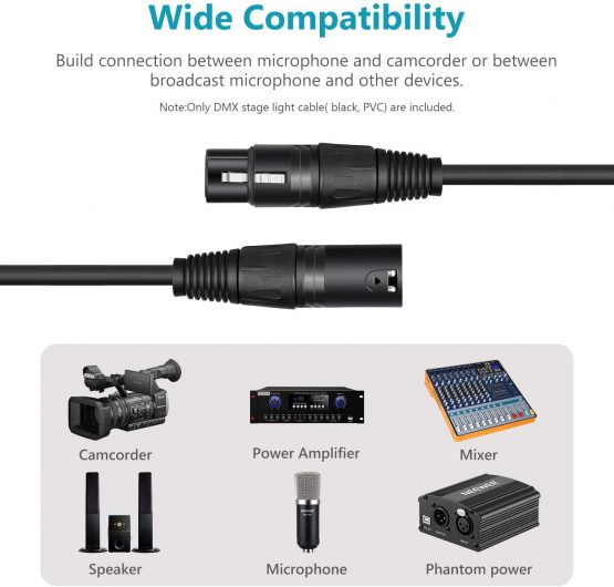 Neewer 8 Pack 6.5 feet/2 meters DMX Stage Light Cable Wires with 3 Pin Signal XLR Male to Female Connection for Moving Head Light Par Light Spotlight with XLR Input and Output - Image 4