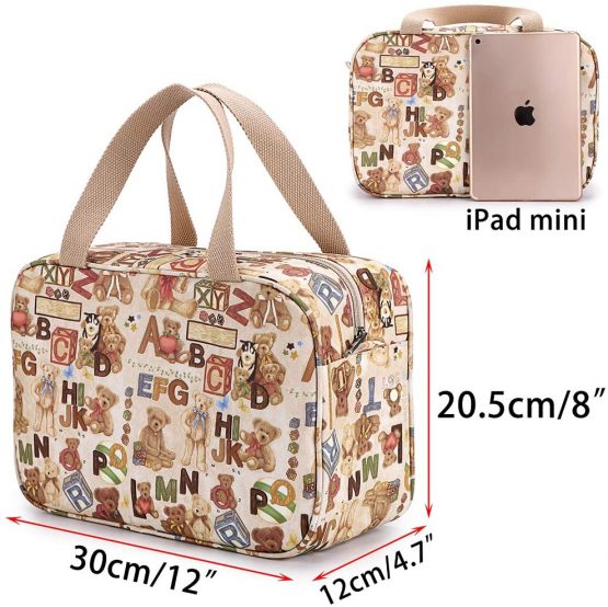 IGNPION Woman Large Travel Toiletry Bag Waterproof Wash Bag Make up Organizer Bag Cosmetic Bag Swimming Gym Bag (Letter Bear) - Image 2