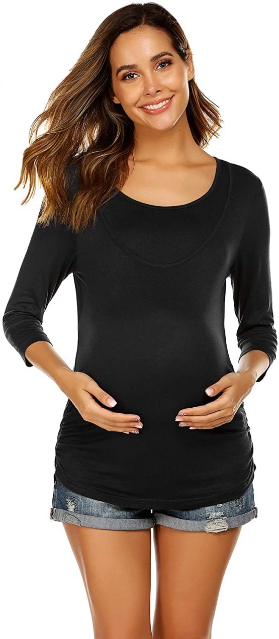 Unibelle Women’s Long-Sleeved Maternity Shirt 3/4 Sleeves Maternity ...