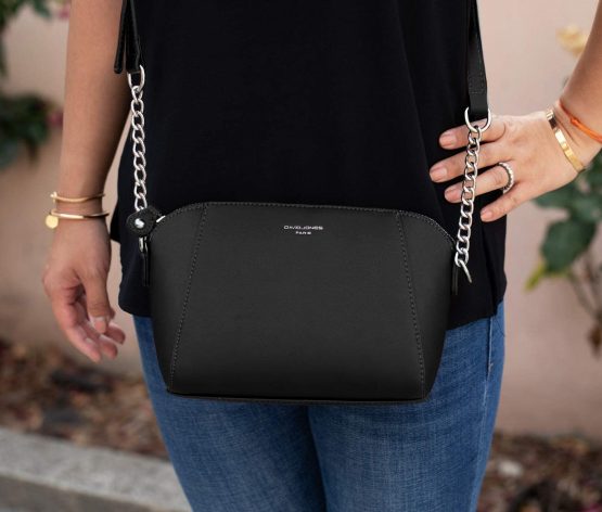 David Jones - Women's Small Crossbody Bag - Chain Shoulder Strap Rigid Faux Leather Messenger Bag - Elegant Saddle Bag - Fashion Clutch Handbag Evening Party - Zipper Purse Work Travel - Image 2