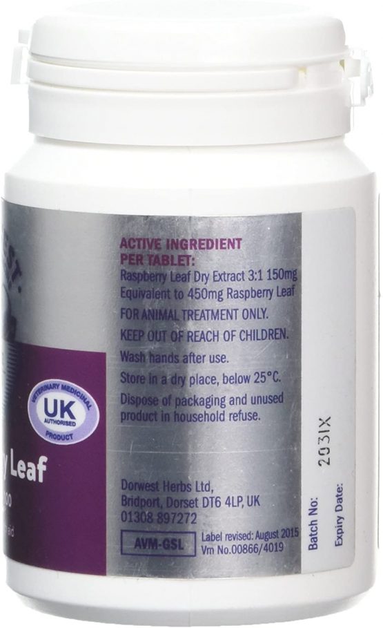 Dorwest Herbs Raspberry Leaf Tablets for Dogs and Cats 100 Tablets - Image 2