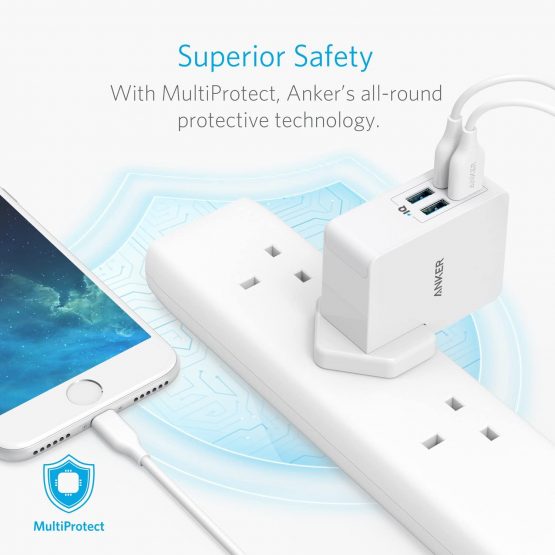 Anker USB Plug Charger 5.4A/27W 4-Port USB Wall Charger, PowerPort 4 Lite with Interchangeable UK and EU Travel Charger, Adapter for iPhone XS/XS Max/XR/X/8,Galaxy S8/Note 3,iPad Air 2/mini 3,and More - Image 4