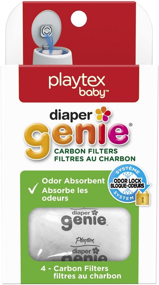 Playtex Diaper Genie Carbon Filter, Ideal for use with Diaper Genie Complete, Odor Eliminator, 4 Pack